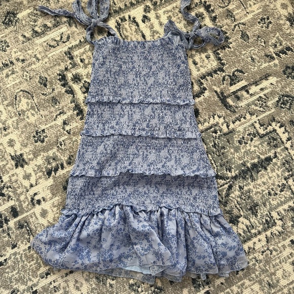 Blue Floral Mini Dress - Picture 2 of 3